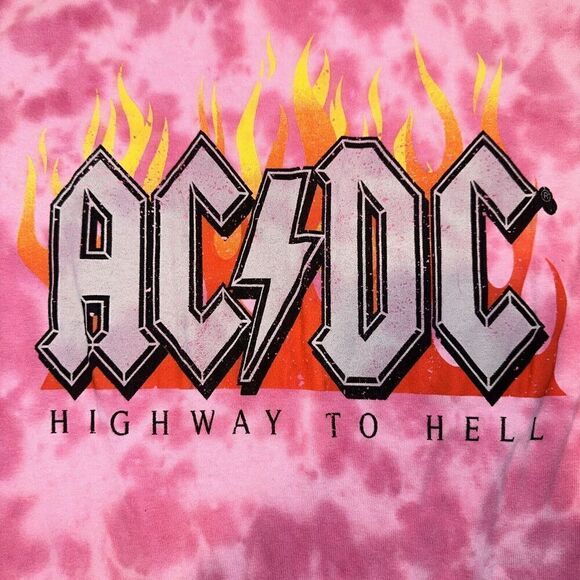 AC/DC Tie-Dye Highway to Hell T-Shirt. Red/Pink Size Small. NWOT. Y - Picture 3 of 6